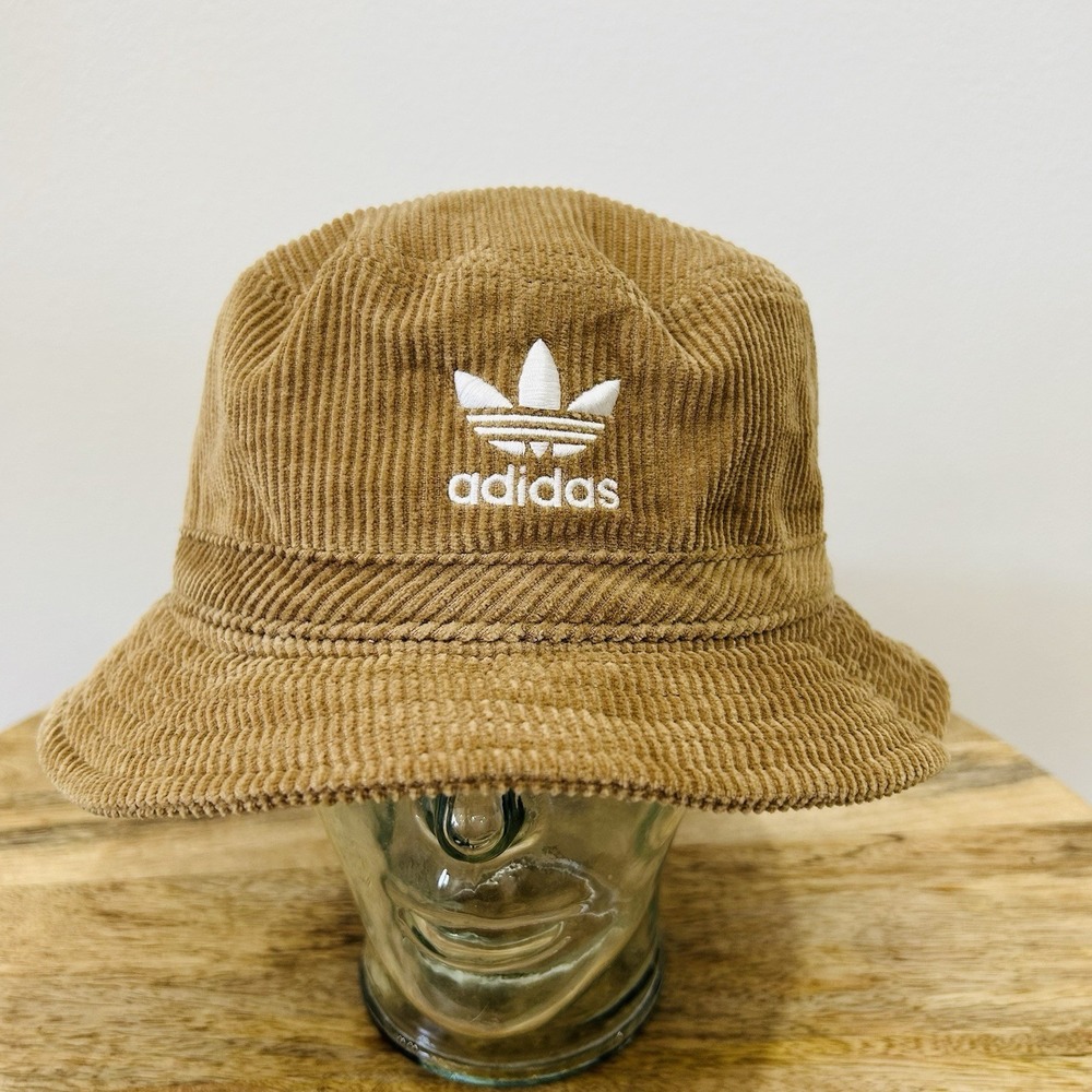 Vintage Y2K Era Adidas Tan Corduroy Bucket Hat OSFM EUC Trefoil